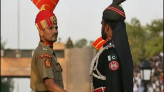 Wagah Border Closing Ceremony Parade. Amritsar, Punjab Indian Pakistan border closing ceremony 2023