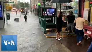 Heavy Rains Flood New York Subway Station