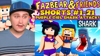 PURPLE GIRL SHARK ATTACK! - Fazbear and Friends SHORTS #1-21 Compilation | Reaction