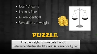 101 Coins Puzzle - One coin is fake - Is it heavier or lighter ?