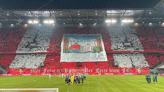 1.FC Köln vs. Werder Bremen, Choreo der FC Fans und Bremer Pyroshow