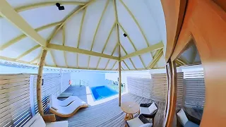 Maldives. Tui Blue Hotel Olhuveli resort. Olhuveli Romantic Island. Villa in the water room tour.