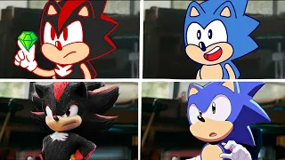 Sonic The Hedgehog Movie Shadow vs Sonic Origins Uh Meow All Designs Compilation