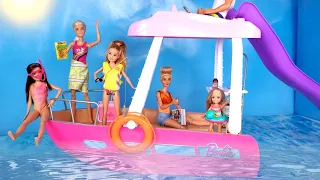 Muñecas Barbie Empacar Para Viaje en Bote - Aventuras con Sirenas