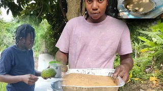 Original Jamaican Toto (coconut cake) & soursop juice