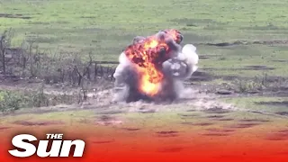 Ukrainian forces blow up multiple Russian vehicles in HUGE explosions