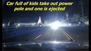 ARKANSAS STATE POLICE - PIT into power pole - SPARKS FLY