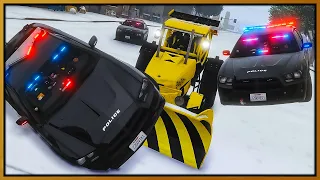 GTA 5 Roleplay - Snow Plow Runs Rampage On Cops | RedlineRP