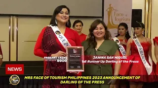 MRS FACE OF TOURISM PHILIPPINES 2023 DARLING OF THE PRESS ANNOUNCEMENT OF WINNERS