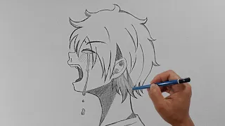 Easy anime drawing || How to Draw Anime Sad Boy step-by-step