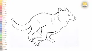 Running Wolf drawing | How to draw A Wolf