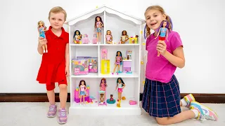 Five Kids | Maria plays with Barbie Toys from Barbie Skipper and Big Babysitting Adventure