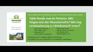 Table Ronde: Wéi ëmgoe mat der Wuesstemsfro? Wéi eng Landesplanung zu Lëtzebuerg fir muer?