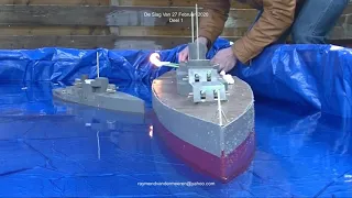 Wooden Model Warship On Fire: Frigate Plymouth
