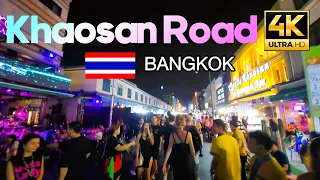 Khaosan road Bangkok nightlife walk around this cool place .travel Thailand 4k