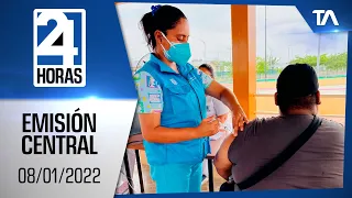 Noticias Ecuador: Noticiero 24 Horas 08/01/2022 (Emisión Central)