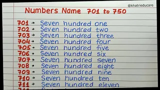 Write number names 701 to 750 in words II 701 to 750 number names II write spelling 701 to 750