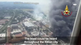 Tanker truck fireball engulfs road near Bologna