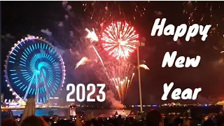 Happy New Year 2024 Fireworks At Dubai Marina Beach UAE DUBAI [4K]
