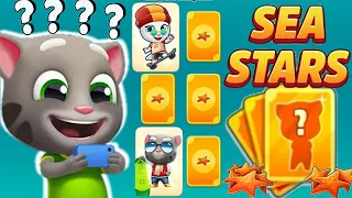 Talking Tom Gold Run SEA STARS Event Lucky Cards Skater Angela vs Roy Raccoon Frosty Tom Unlocked