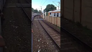 Kharagpur Howrah local taking curve after departing Tikiapara for its final destination Howrah