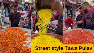 Master of making Street style Tawa Pulav  🤩🤩 | Bulk making of Tawa Pulao in Mumbai 😍😍