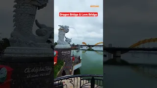 Dragon Bridge and Love Lock Bridge in Da Nang VietNam