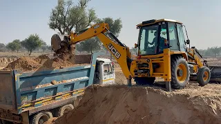 Kirlosker JCB Backhoe Fully Loading Mud in 2 Tata Truck and Mahindra Arjun Novo 605 #jcb #cartoon