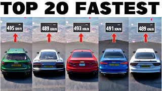 Top 20 Fastest Audi Cars - Forza Horizon 5 | DOWNHILL EXTREMELY TOP SPEED CHALLENGE