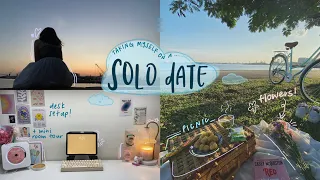 solo date vlog | 🧺🌷 taking myself on a picnic, flower shopping & desk setup