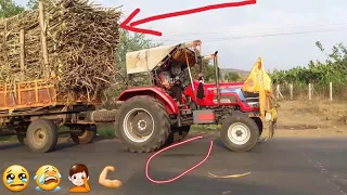 Arjun novo 605 di and New holland 5500 tractor pulling Loaded Sugar cane trolley | Sugar cane load