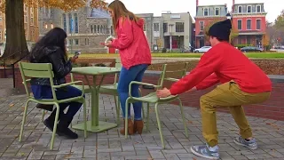 Chair Pulling Prank on Girls