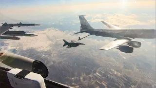 F-16's Refuel Over Romania