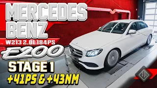 Mercedes-Benz E200 2.0Turbo W213  | Chiptuning Stage 1 | Dyno & 100-160 kmh/h | mcchip-dkr