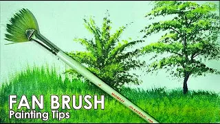 Acrylic Painting Lesson - How to Paint Grasses and Other Plants Using Fan Brush by JM Lisondra