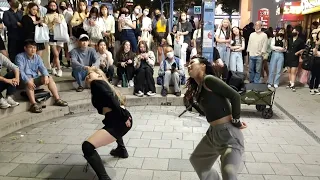 TUESDAY. MAJESTY, J MOON & SARI. FANTASTIC DUO. AMAZING ATTRACTIVE PASSION BUSKING. HONGDAE STREET.