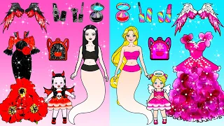 Barbie Rosa Y Negra Madre Hija Red School Supplies Ghost Makeover Contest -Manualidades De Papel DIY