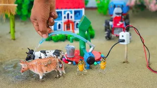 DIY Farm how to make cow shed | Diorama with house for cow, barn | mini hand pump supply water #03