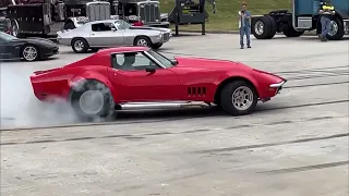 69 Corvette With A Big Block Chevy Does MASSIVE BURNOUTS!