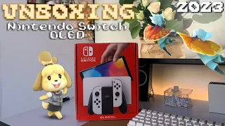 Nintendo Switch OLED Unboxing in 2023☁️ | animal crossing new horizons + late night ambient gaming