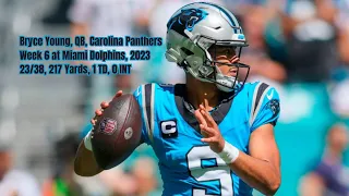 Bryce Young Week 6 Every Drop-Back, Pass, and Run Carolina Panthers at Miami Dolphins NFL 2023
