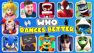 Who DANCES Better? 💃🎶 The Amazing Digital Circus, Mr.Beast, FNAF, Wednesday, Skibidi Toilet,...