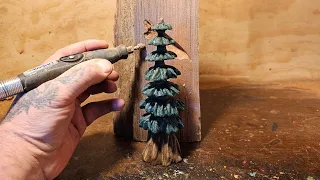 Very beginner Power wood carving a tree with a dremel & Dremel flexshaft.