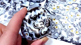 Easy Mokume Gane in B&W colors using sharp curly blades! How to make Polymer clay technique tutorial