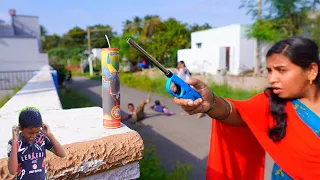 பட்டாசு வெடிச்சு ரெண்டு காது  "OUT"  " இவ்ளோ பயமா ??? " |Diwali Crackers fire| Mrs.Abi 2.0