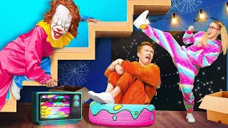 GEHEIMZIMMER IM DACHBODEN! Wie versteckt man sich vor einem Clown? Dekorationsideen von 123GO!SCHOOL