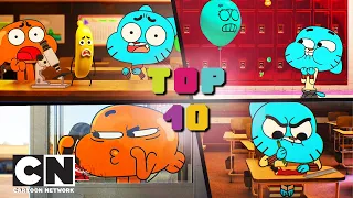 Невероятният свят на Гъмбол | Топ 10 нн училищните шеги | Cartoon Network