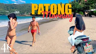 【4K】Phuket 2023 Patong Beach Morning Walking Tour 🇹🇭