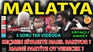 MALATYA HALKI BU PAZAR GÜNÜ BİR GENEL SEÇİM OLSA HANGİ PARTİYE OY VERECEK VE DİĞER 2 SORU'NUNCEVABI