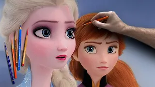 Frozen 2: Drawing Elsa & Anna Coloured Pencil & Airbrush